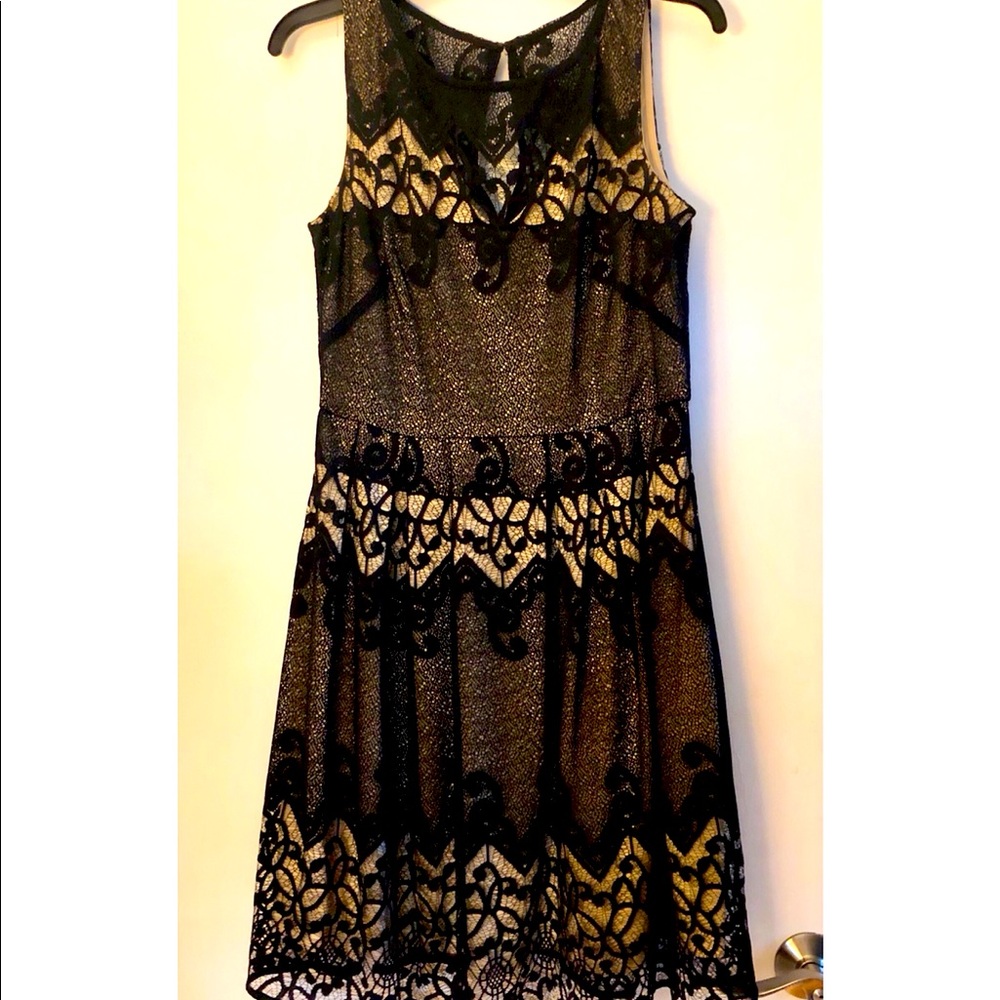 Black lace illusion dress
